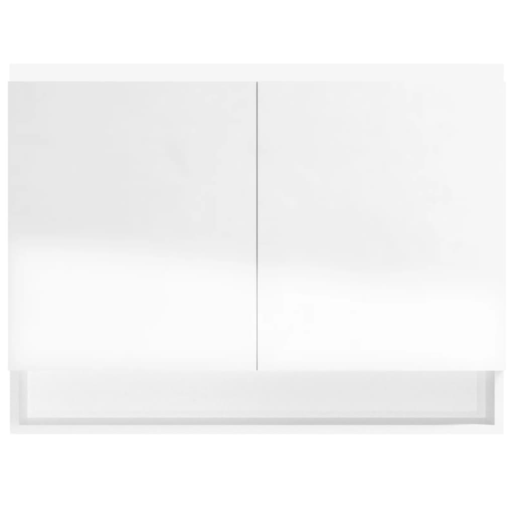 Badkamerkast met spiegel 80x15x60 cm MDF glanzend wit
