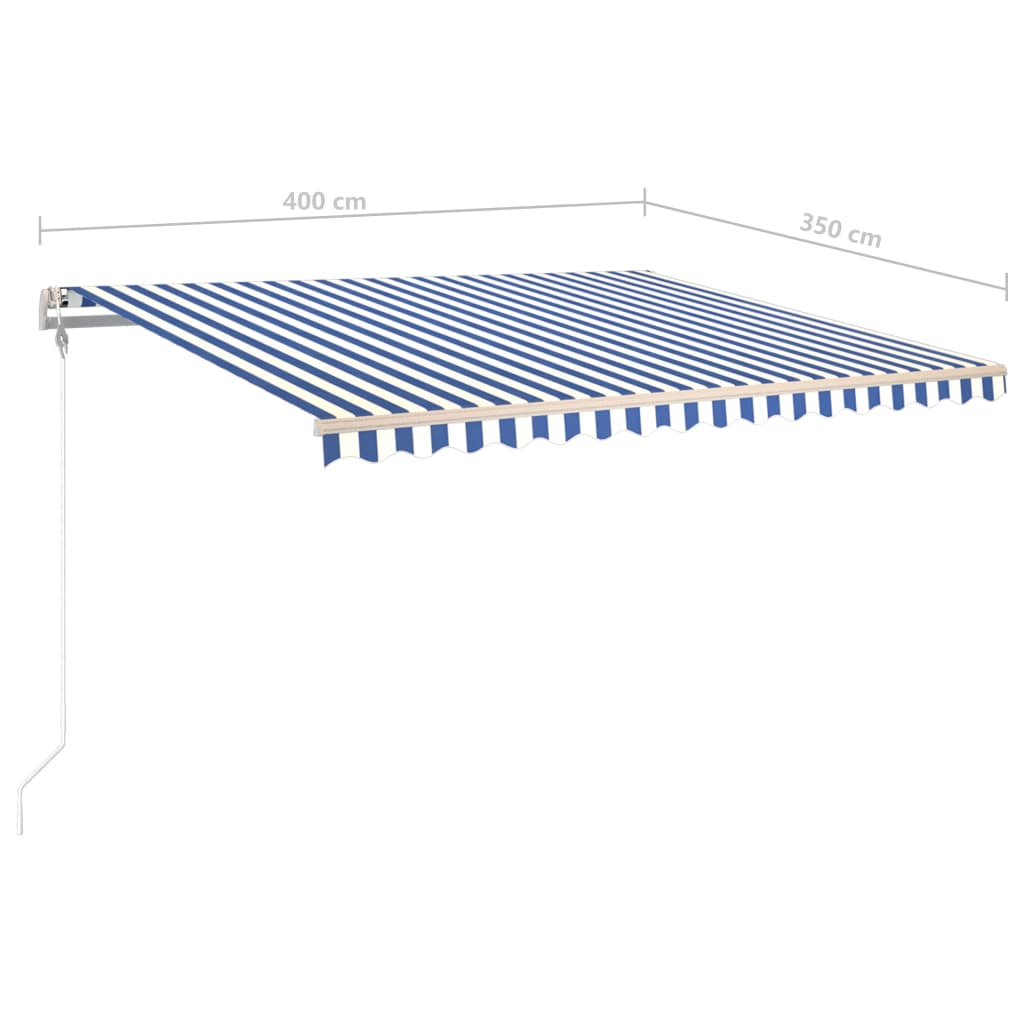 Luifel automatisch uittrekbaar 400x350 cm blauw en wit