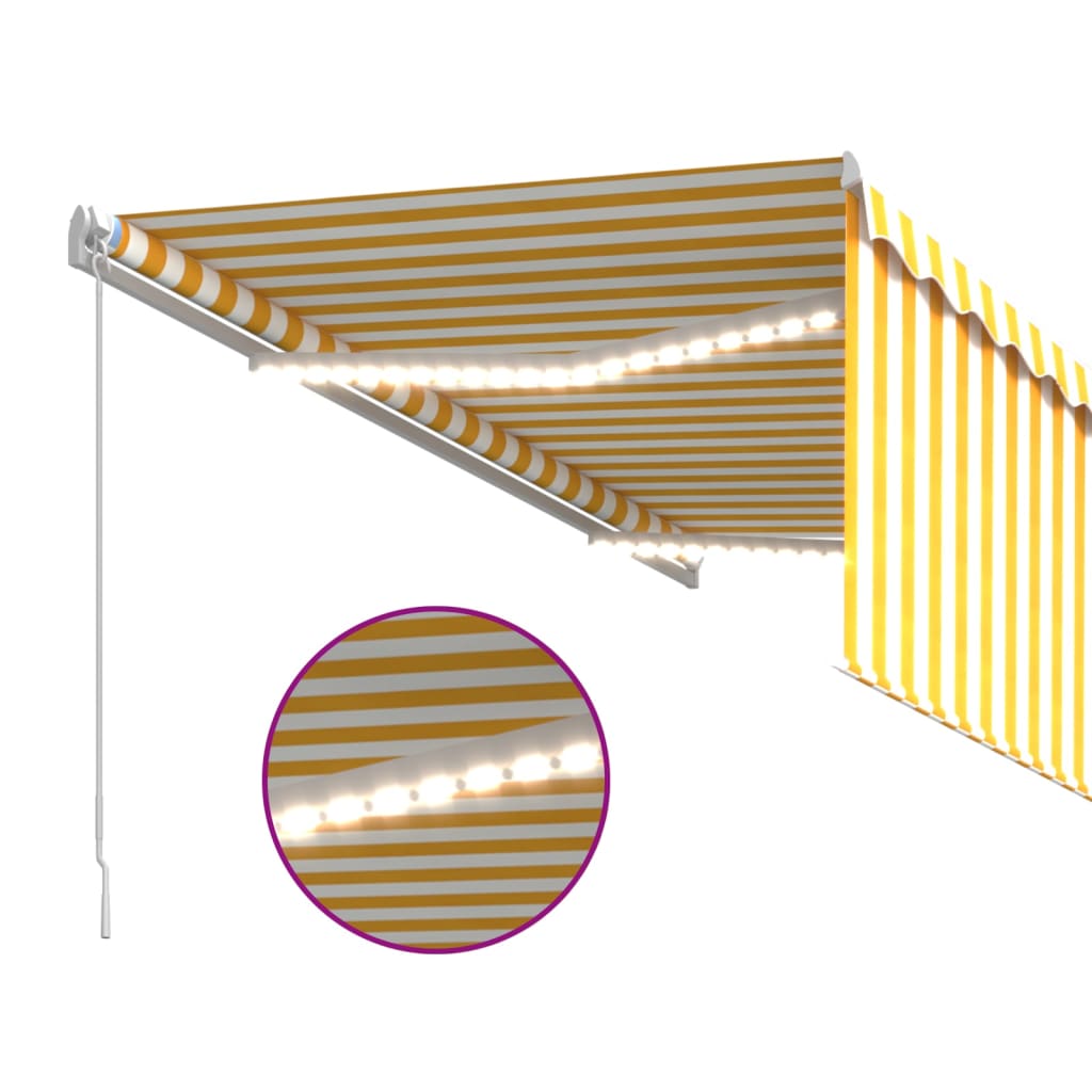 Luifel handmatig uittrekbaar rolgordijn LED 3x2,5 m geel en wit