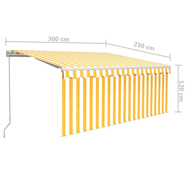 Luifel handmatig uittrekbaar rolgordijn LED 3x2,5 m geel en wit