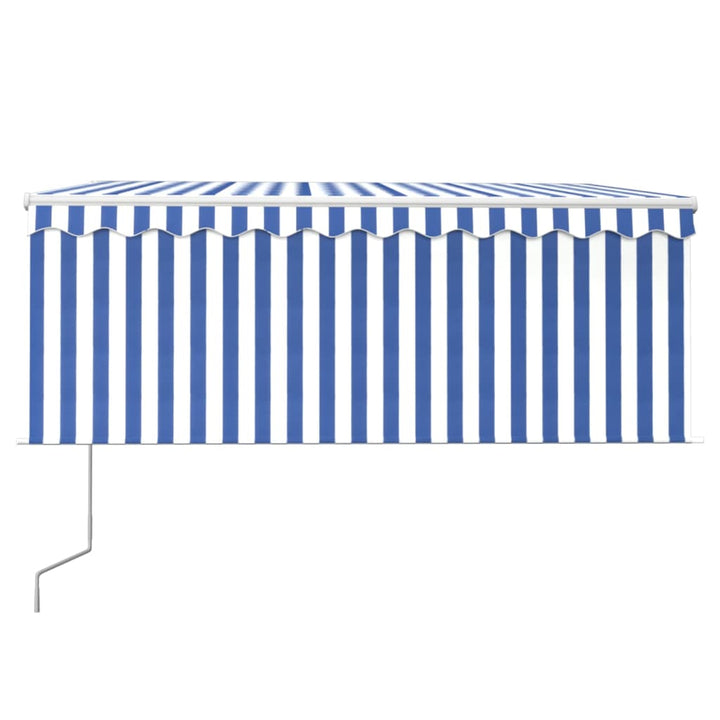Luifel automatisch uittrekbaar met rolgordijn 3x2,5 m blauw wit