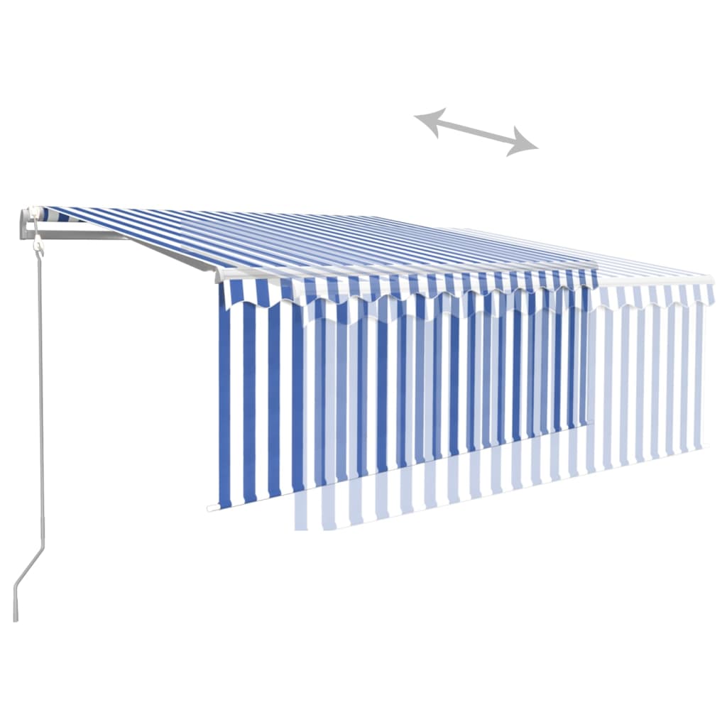 Luifel automatisch uittrekbaar met rolgordijn 3x2,5 m blauw wit