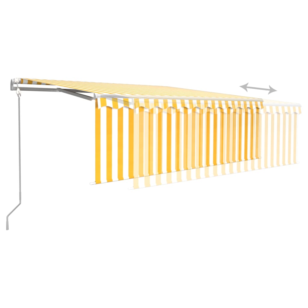 Luifel automatisch uittrekbaar met rolgordijn 4x3 m geel en wit