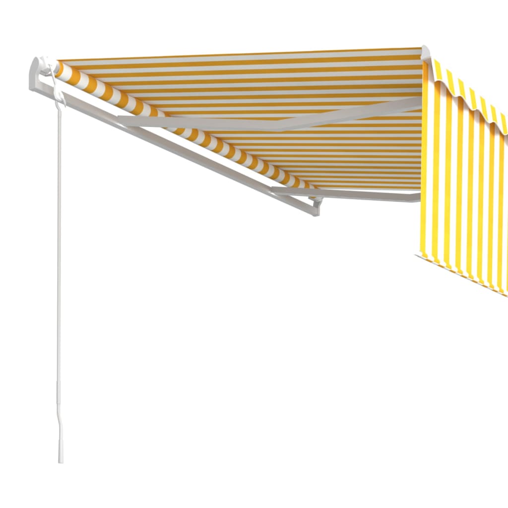 Luifel automatisch uittrekbaar met rolgordijn 4x3 m geel en wit