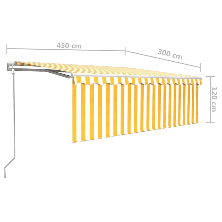 Luifel automatisch uittrekbaar met rolgordijn 4,5x3 m geel wit
