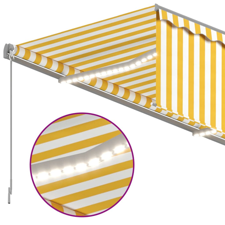 Luifel handmatig uittrekbaar rolgordijn en LED 4,5x3 m geel wit