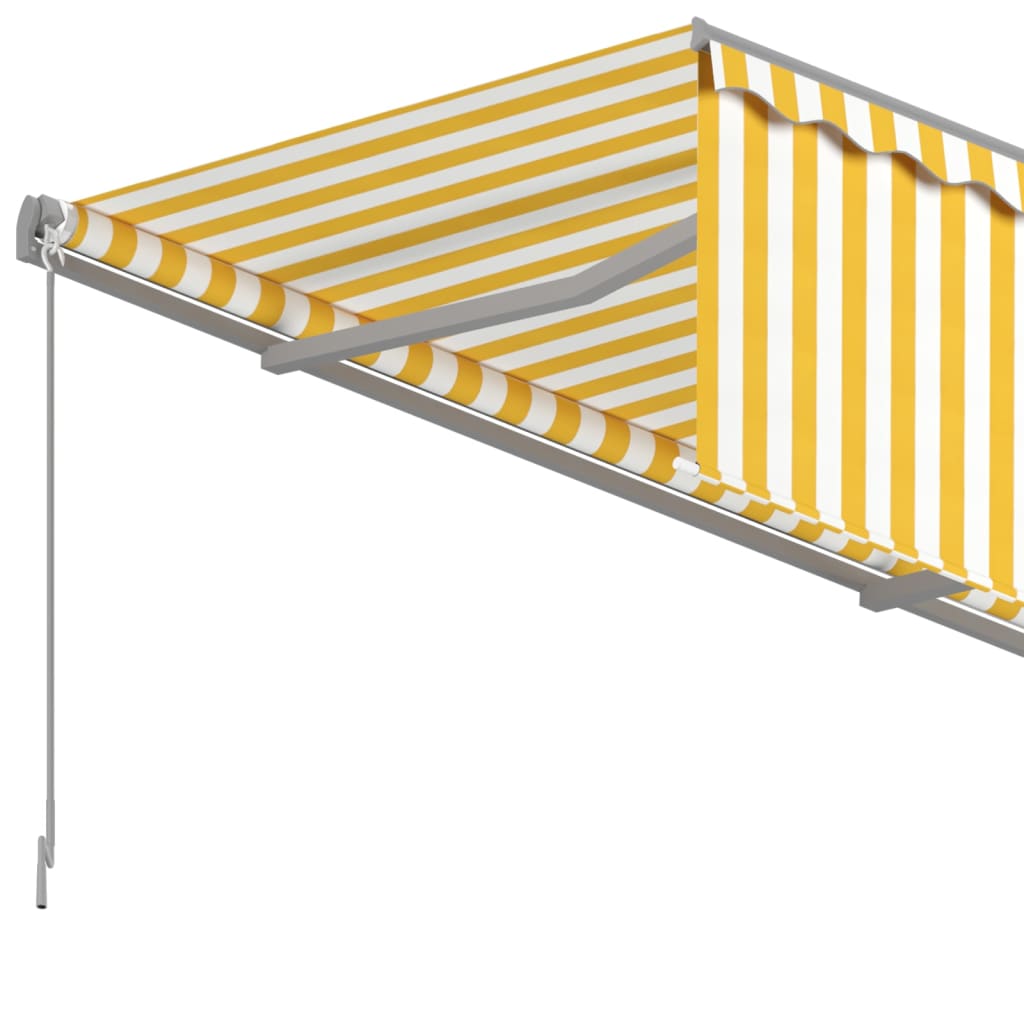 Luifel automatisch uittrekbaar met rolgordijn 5x3 m geel en wit
