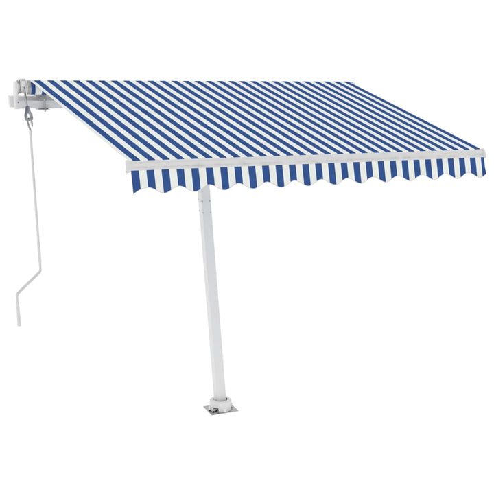 Luifel automatisch met LED en windsensor 350x250 cm blauw wit