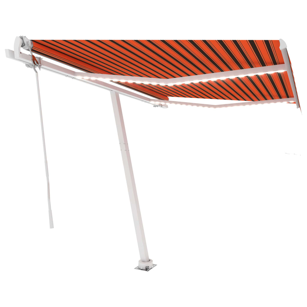 Luifel automatisch met LED windsensor 350x250 cm oranje bruin