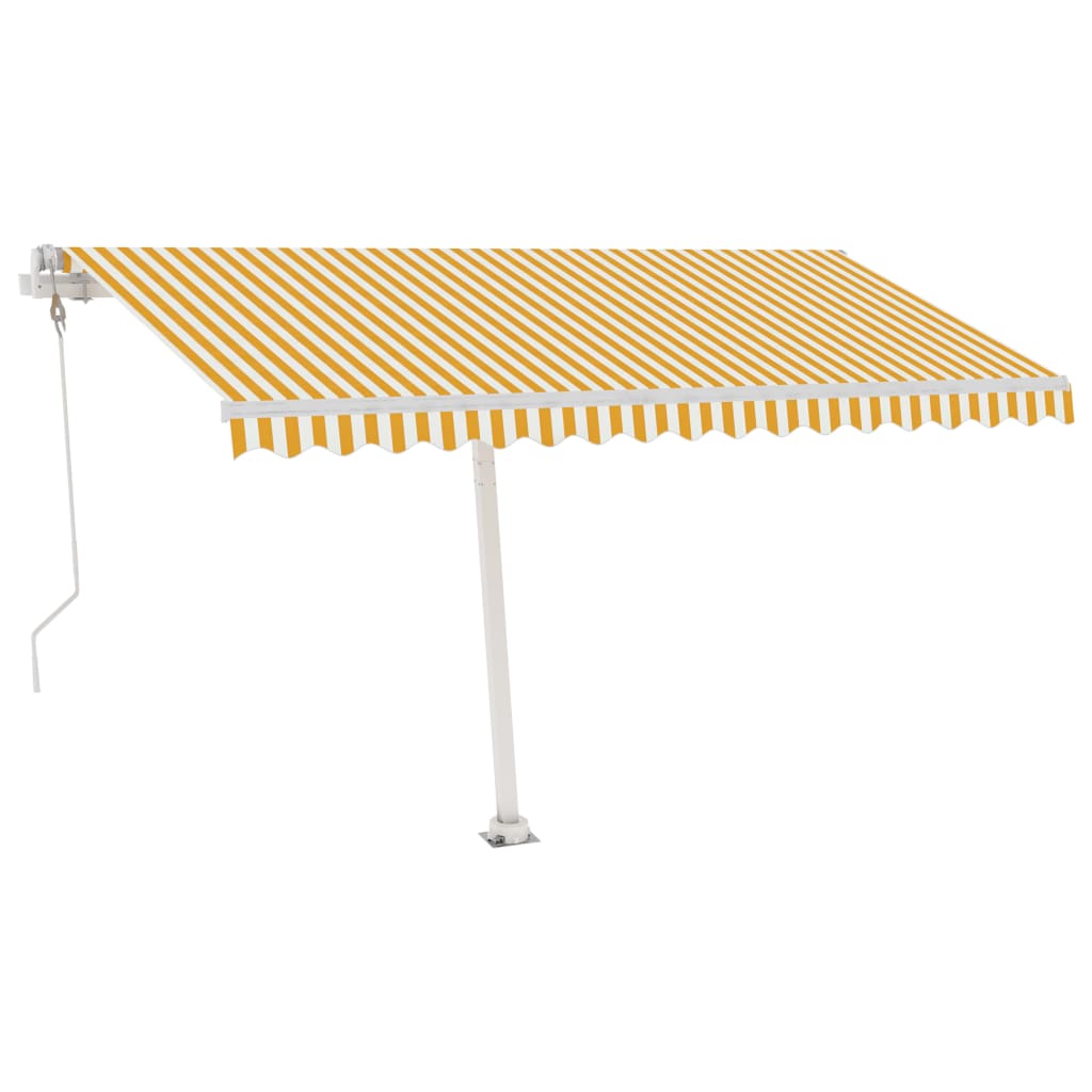 Luifel automatisch met LED en windsensor 450x300 cm geel en wit