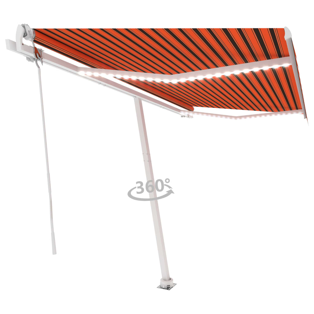 Luifel automatisch met LED windsensor 450x300 cm oranje bruin
