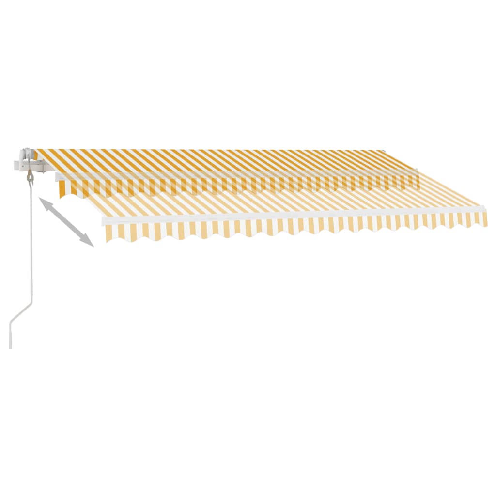 Luifel automatisch met LED en windsensor 400x350 cm geel en wit