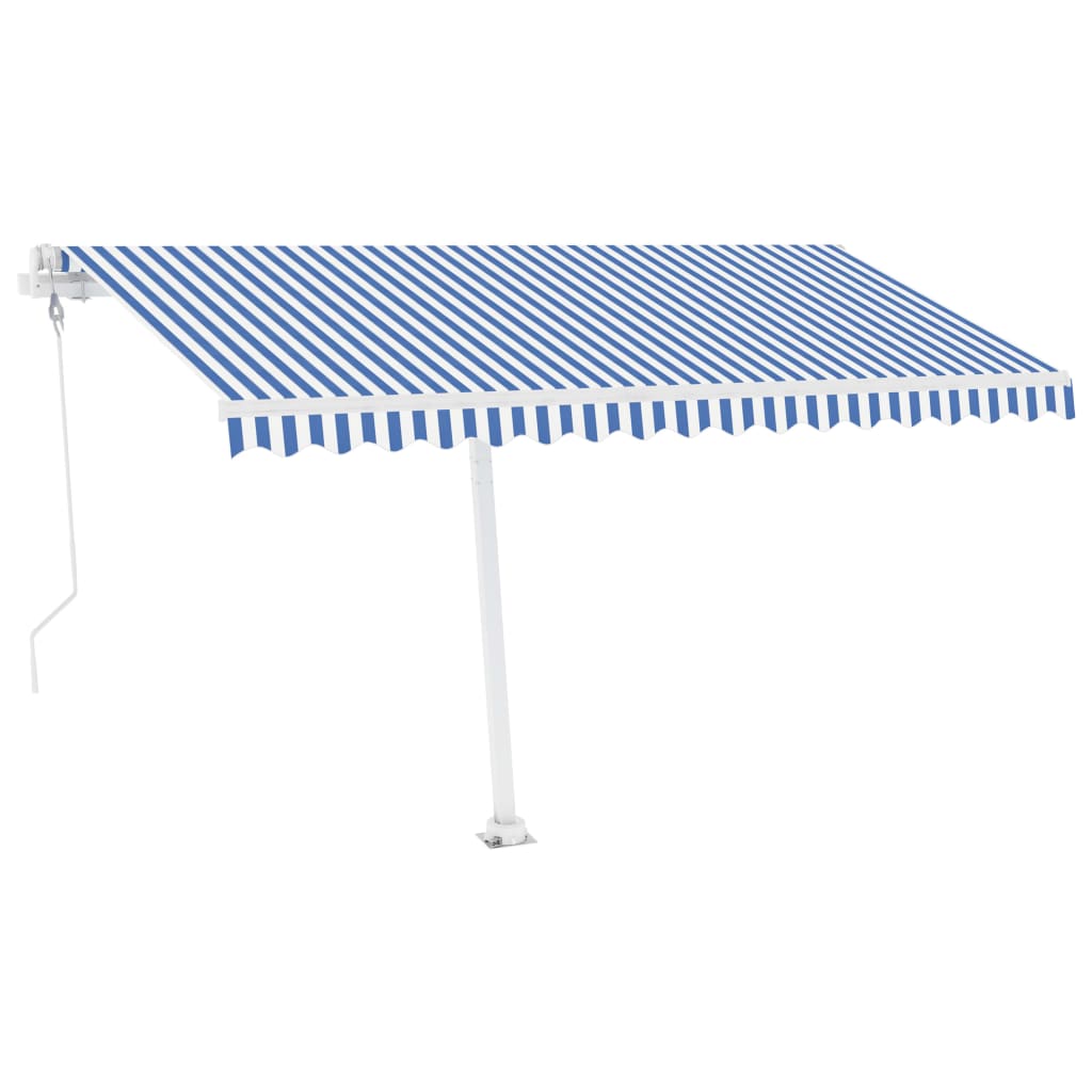 Luifel automatisch met LED en windsensor 450x350 cm blauw wit