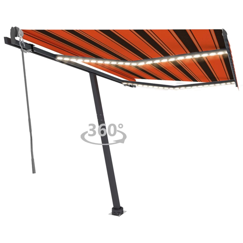 Luifel automatisch met LED windsensor 300x250 cm oranje bruin