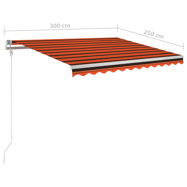 Luifel automatisch uittrekbaar met palen 3x2,5 m oranje bruin