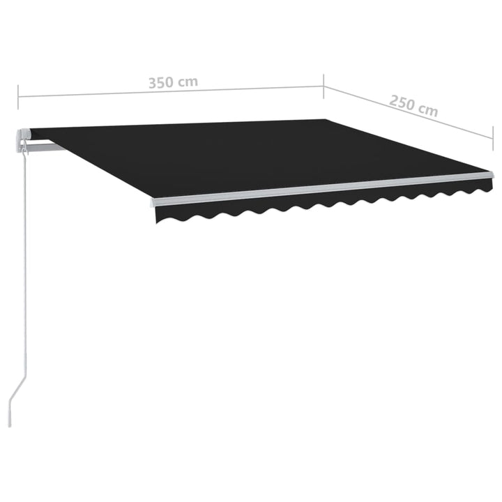 Luifel automatisch uittrekbaar met palen 3,5x2,5 m antraciet