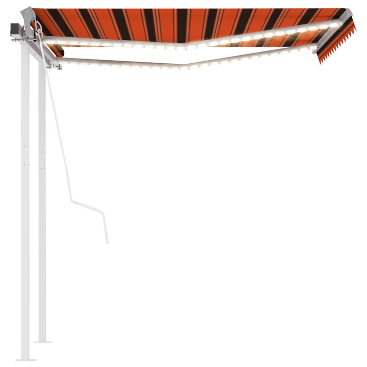 Luifel automatisch met LED en windsensor 3,5x2,5 m oranje bruin