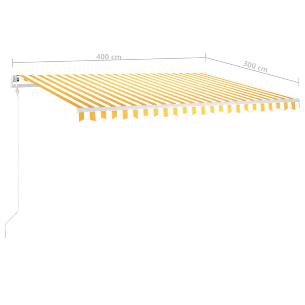 Luifel handmatig uittrekbaar met LED 4x3 m geel en wit