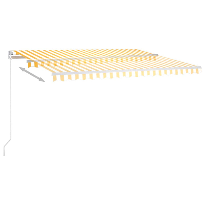 Luifel automatisch uittrekbaar met palen 4,5x3 m geel en wit
