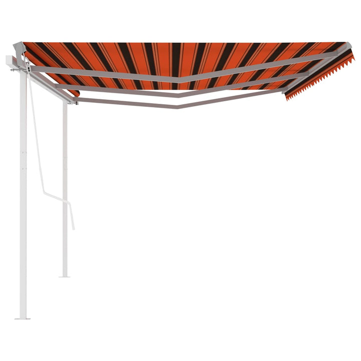 Luifel automatisch uittrekbaar met palen 6x3 m oranje en bruin