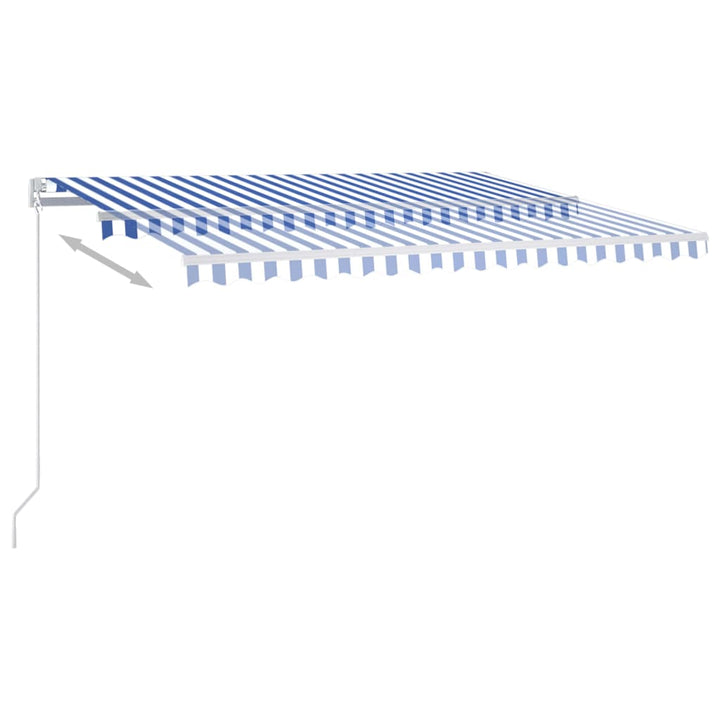Luifel automatisch uittrekbaar met palen 4x3,5 m blauw en wit