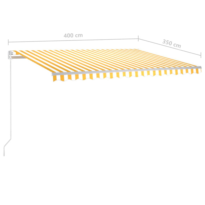 Luifel automatisch met LED en windsensor 4x3,5 m geel en wit