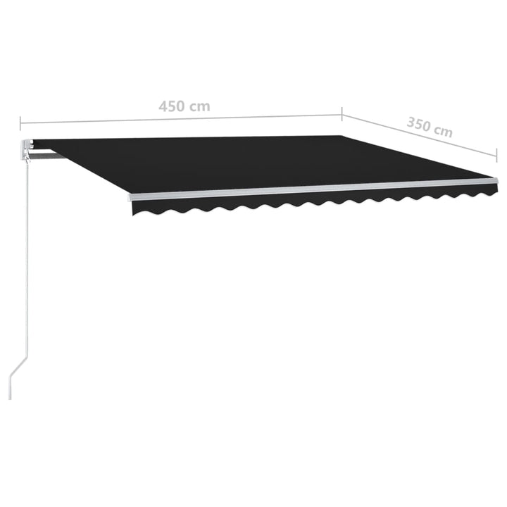 Luifel automatisch met LED en windsensor 4,5x3,5 m antraciet