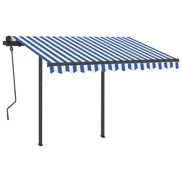 Luifel automatisch met LED en windsensor 3x2,5 m blauw en wit