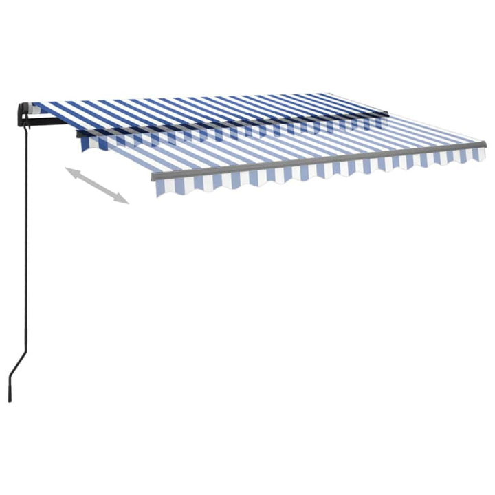Luifel automatisch met LED en windsensor 3x2,5 m blauw en wit