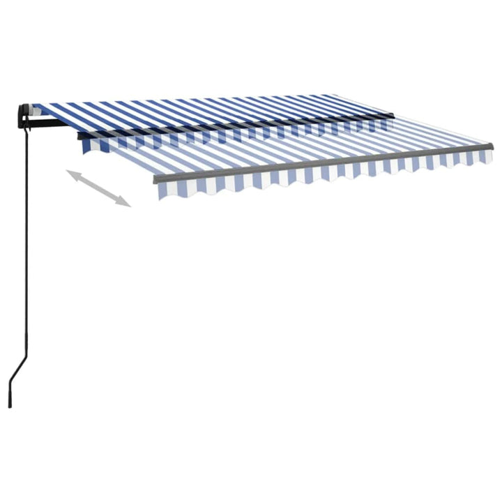 Luifel automatisch met LED en windsensor 3,5x2,5 m blauw en wit