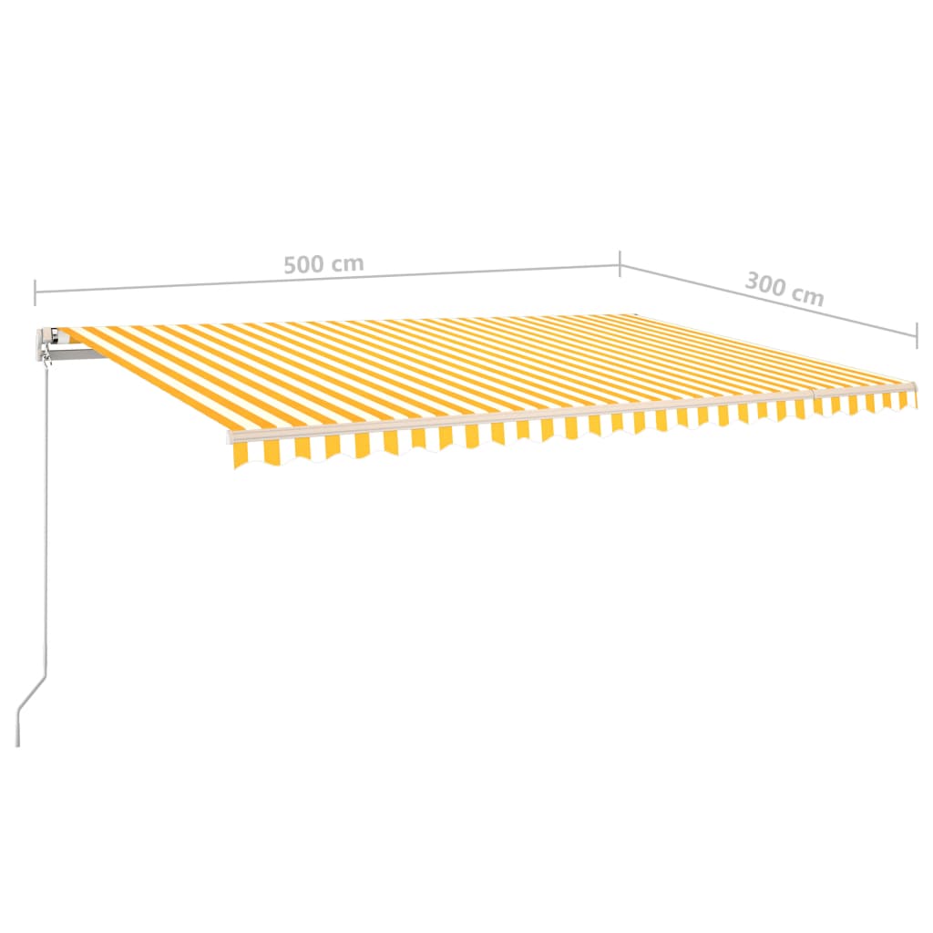Luifel handmatig uittrekbaar met LED 5x3 m geel en wit