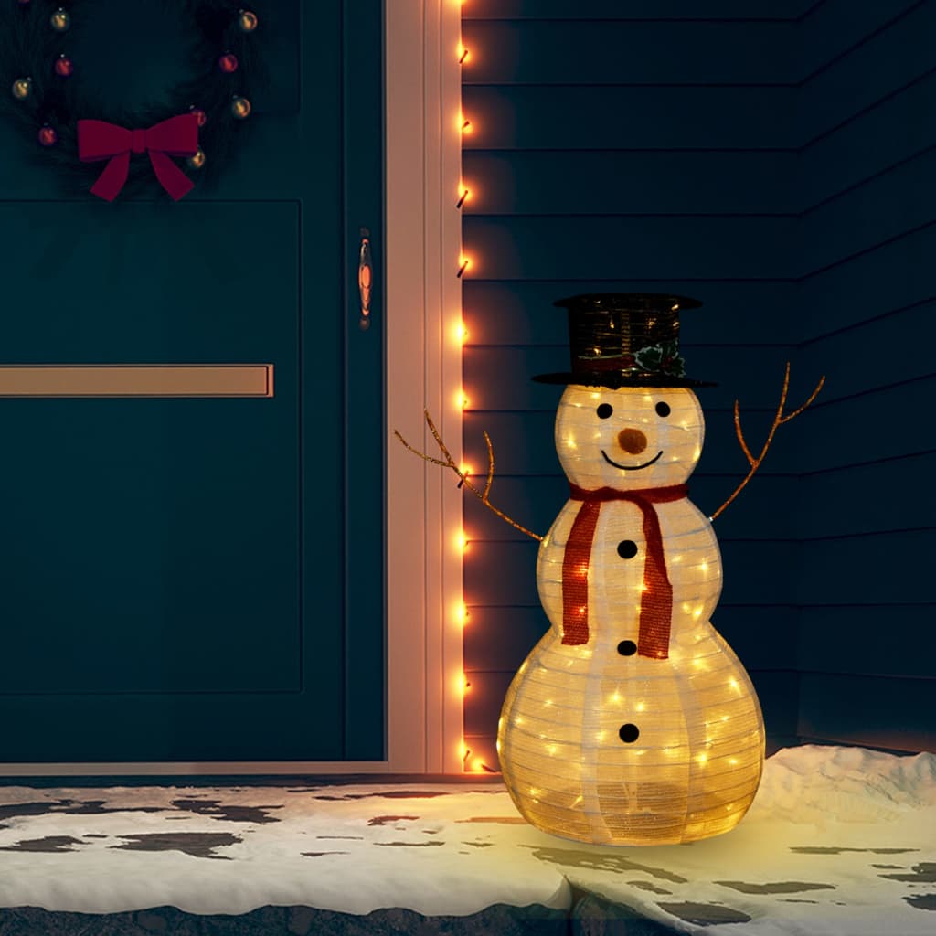 Decoratieve sneeuwpop LED 90 cm luxe stof