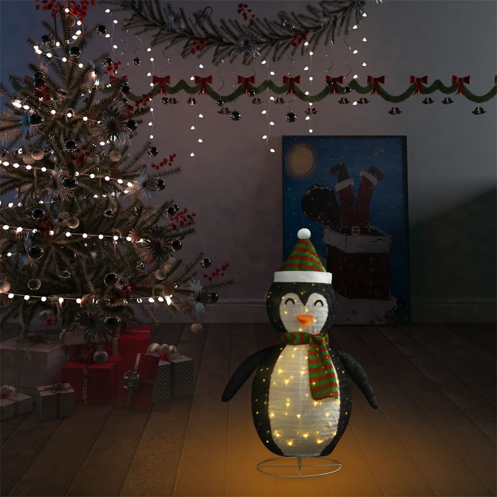 Kerstpinguïn decoratief LED 60 cm luxe stof