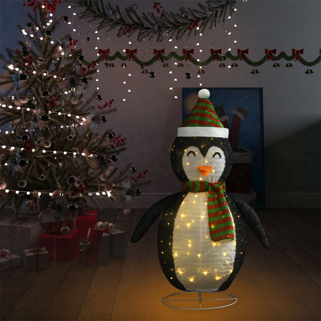 Kerstpinguïn decoratief LED 120 cm luxe stof