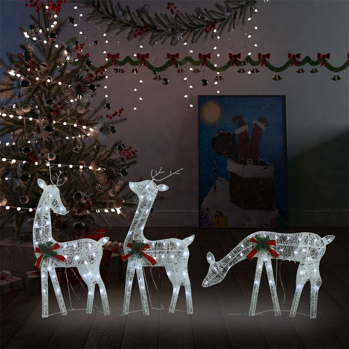 Rendierfamilie Kerstmis koudwit 270x7x90 cm mesh zilverkleurig