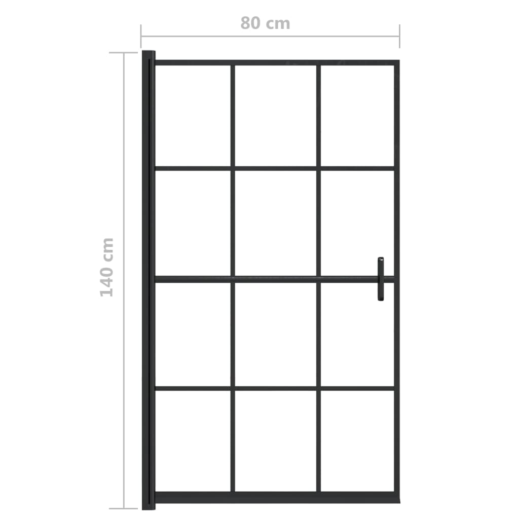 vidaXL Douchewand 80x140 cm ESG zwart