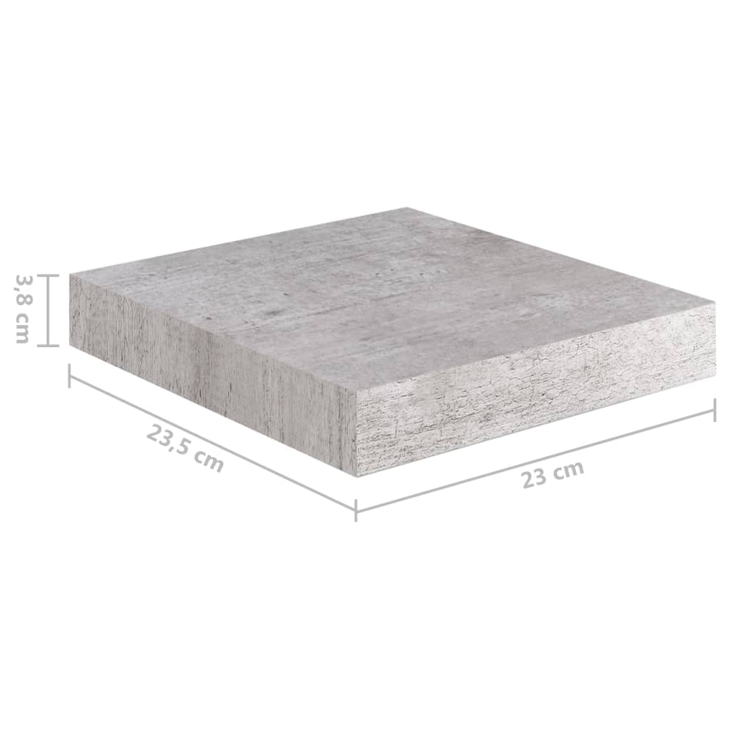 Wandschap zwevend 23x23,5x3,8 cm MDF betongrijs