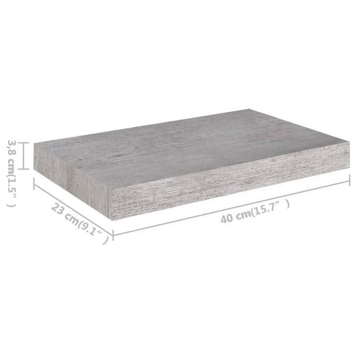 Wandschap zwevend 40x23x3,8 cm MDF betongrijs