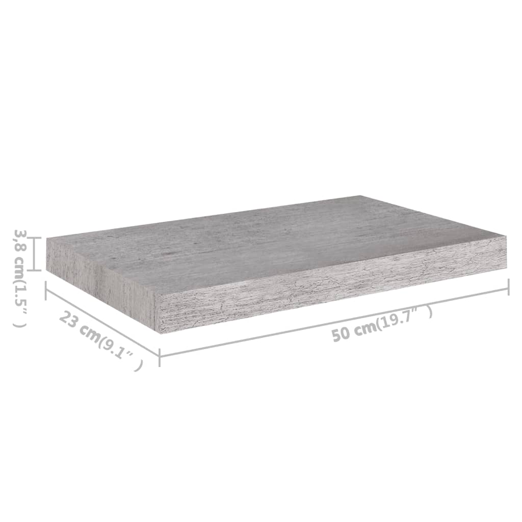 Wandschap zwevend 50x23x3,8 cm MDF betongrijs