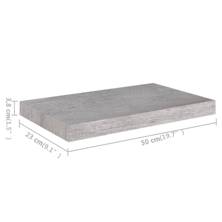 Wandschap zwevend 50x23x3,8 cm MDF betongrijs