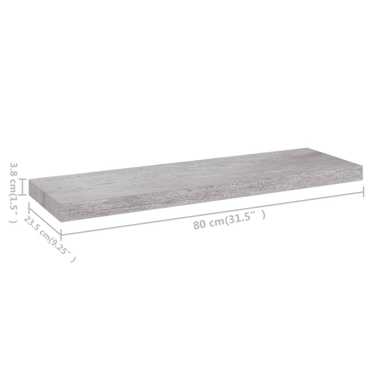 Wandschap zwevend 80x23,5x3,8 cm MDF betongrijs