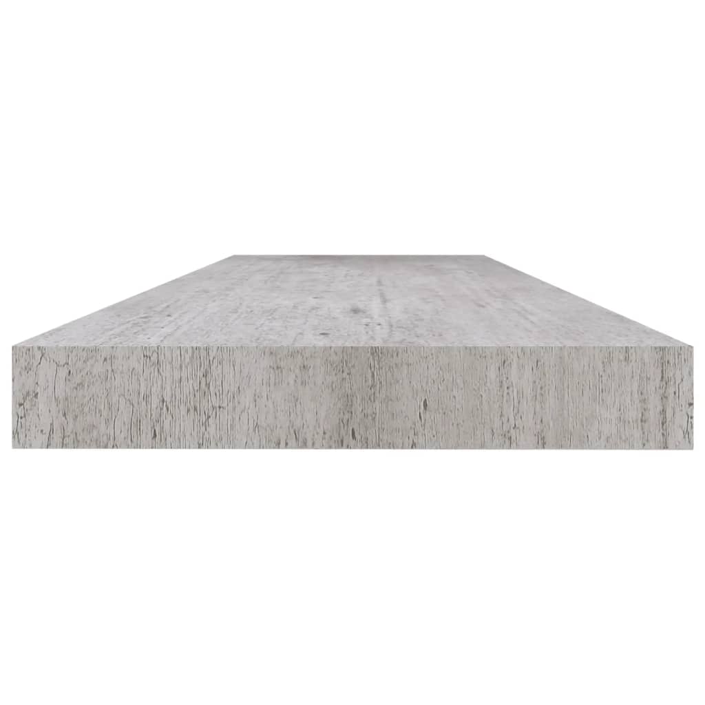 Wandschappen zwevend 2 st 120x23,5x3,8 cm MDF betongrijs