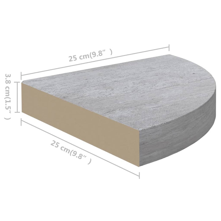 Hoekwandschap 25x25x3,8 cm MDF betongrijs