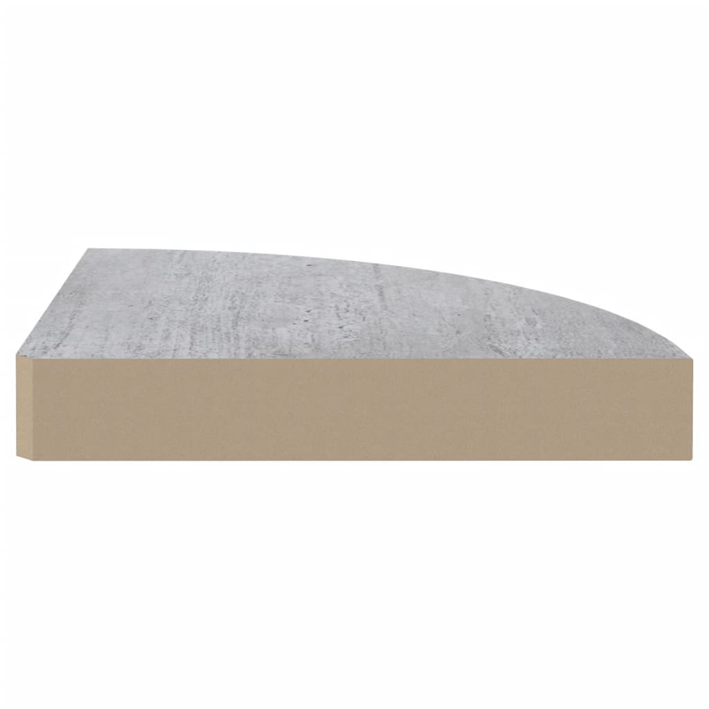 Hoekwandschappen 2 st 25x25x3,8 cm MDF betongrijs