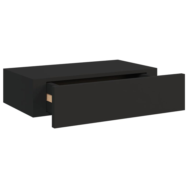 viaXL Wandschappen 2 st met lade 40x23,5x10 cm MDF zwart