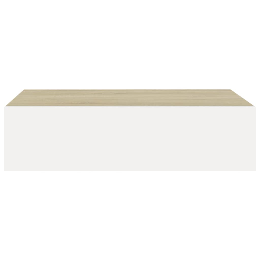 viaXL Wandschap met lade 40x23,5x10 cm MDF eikenkleurig en wit