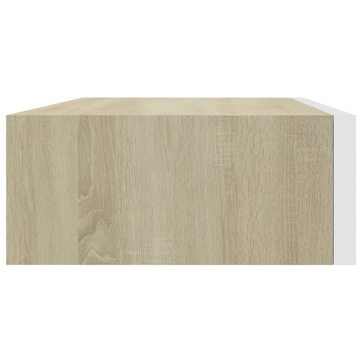 viaXL Wandschap met lade 40x23,5x10 cm MDF eikenkleurig en wit