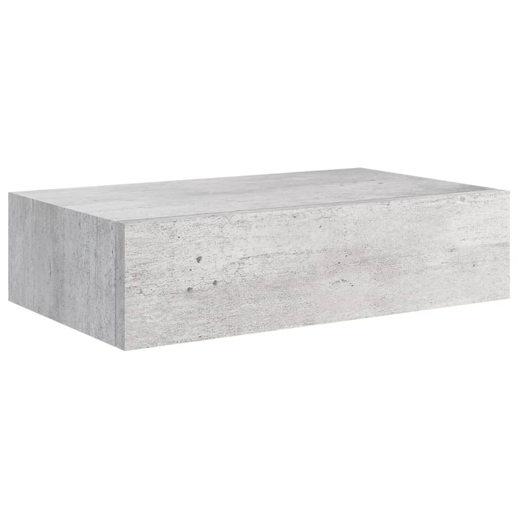 viaXL Wandschap met lade 40x23,5x10 cm MDF betongrijs