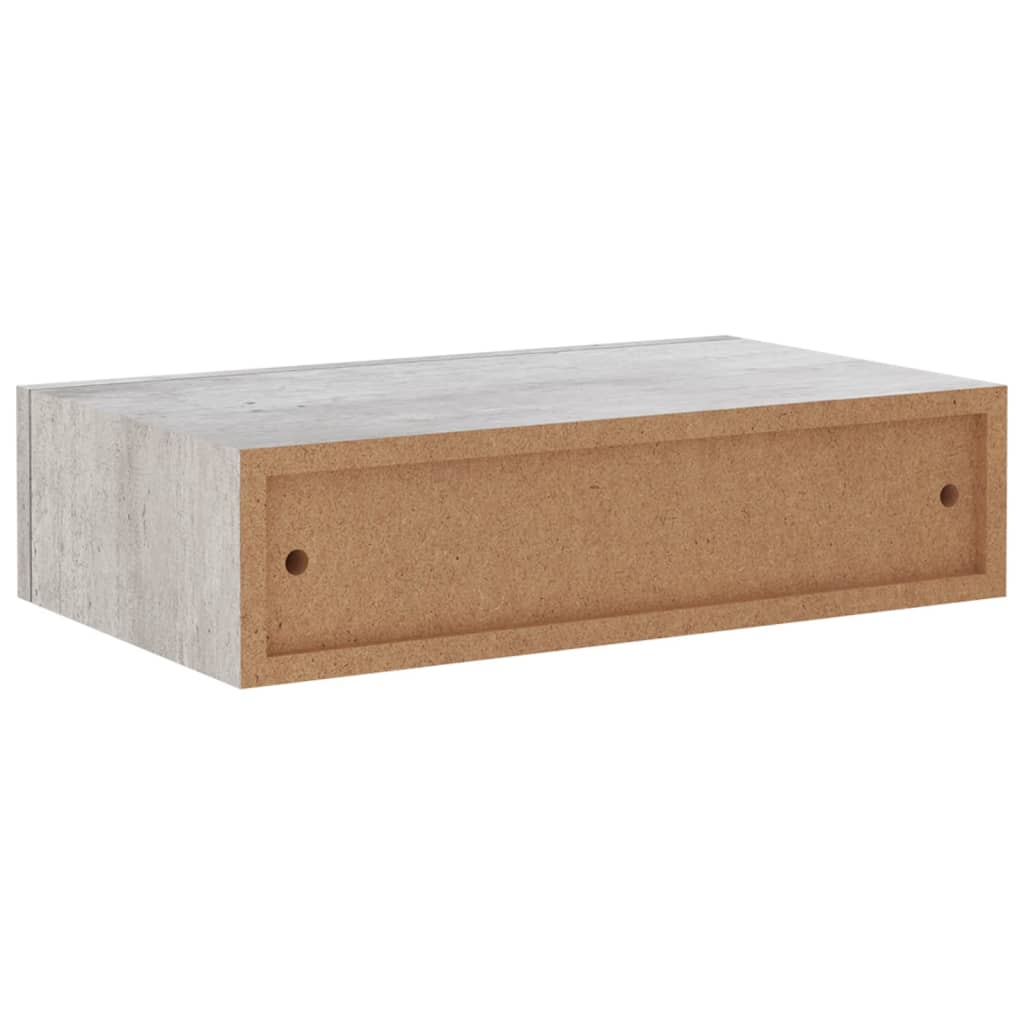 viaXL Wandschap met lade 40x23,5x10 cm MDF betongrijs