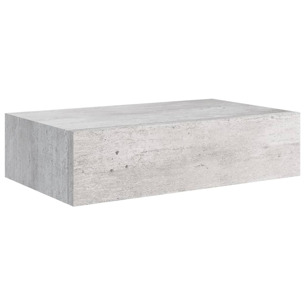 viaXL Wandschappen 2 st met lade 40x23,5x10 cm MDF betongrijs